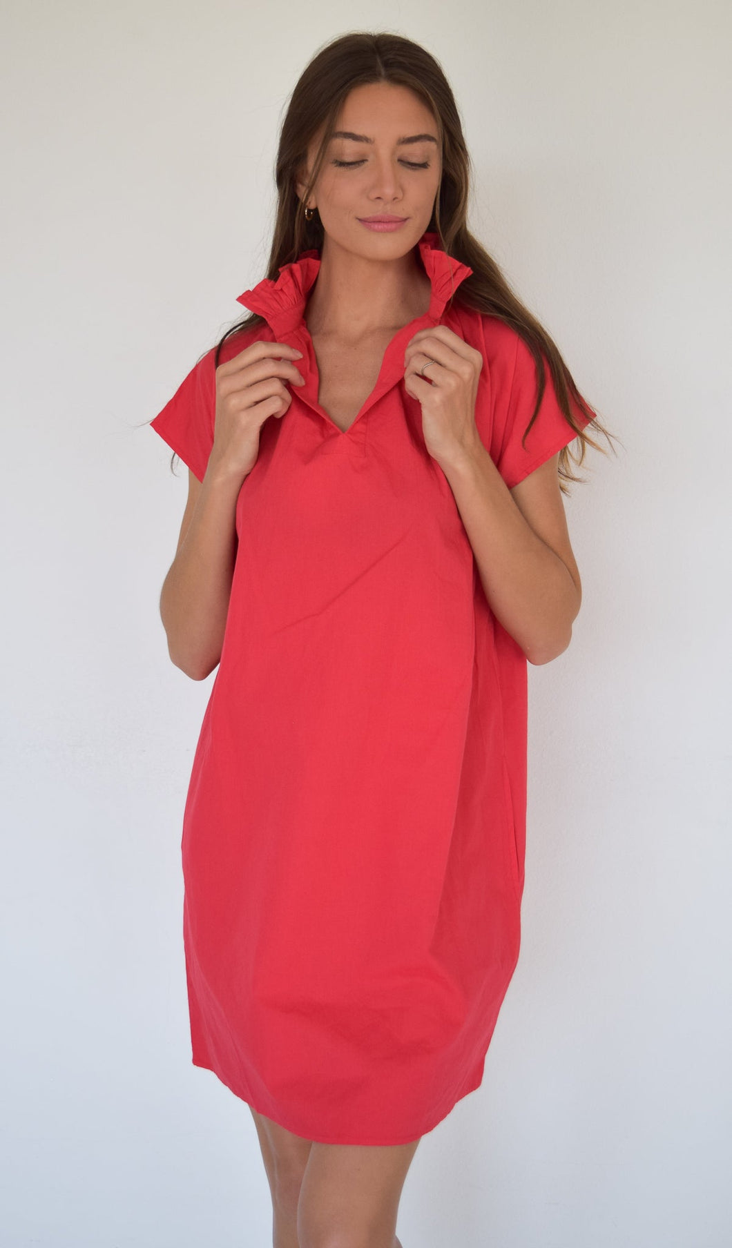 Vicki Short Sleeve Dress- Red